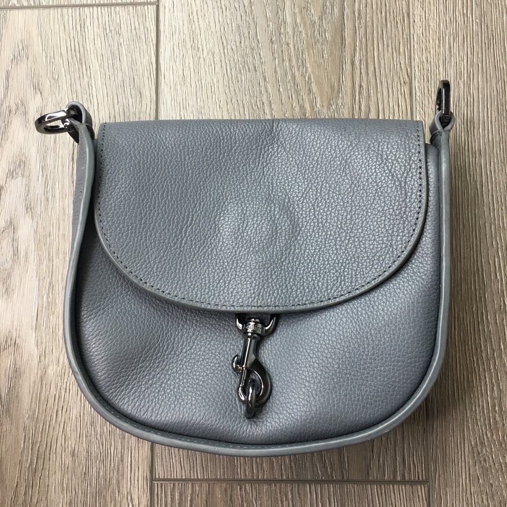 Botkier Trigger Saddle Crossbody Magnetic Flap Purse Bag Gray Adjustable Straps